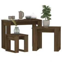 Satztische 3 Stk. Holzwerkstoff V1 | vidaXL : Farbe - Braune Eichen-Optik