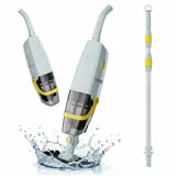 Blossom Poolroboter Poolbodensauger S1 Akku Poolsauger Pool Bodensauger Kabellos 51,5L/Min, (Bodenbürste/Staubbürste), 60min Elektrischer Poolreiniger Handsauger für Aufstellpool, Spa weiß