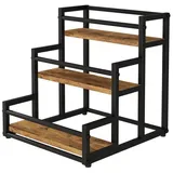 Vicco Treppenregal Fyrk, 33 x 34 cm mit 3 Ebenen, Eiche rustikal/Schwarz - Naturbelassen