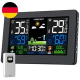 Wetterstation Funk Mit Außensensor, Farbdisplay, Thermometer Hygrometer Mit Wett