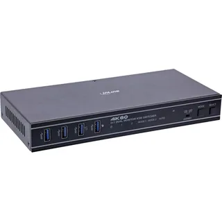 InLine KVM Switch, 2-fach, HDMI, 4K60Hz, Dual Monitor, KVM Switch, Schwarz