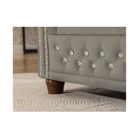 S-Style Chesterfield Polestergarnitur 3+1 Cleo Blink ¦ grau ¦ Maße (cm): B: 203 H: 72