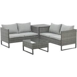 SVITA KANSAS Rattanlounge Gartenmöbel Set Gartensofa Polyrattan Grau