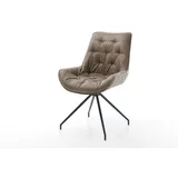 DELIFE Polsterstuhl Taimi-Flex, Kreuzgestell konisch Schwarz Mikrofaser Taupe Vintage grau