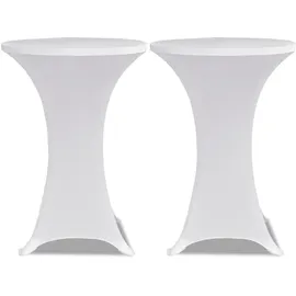 vidaXL Tischhusse Stretch Ø 70 cm Weiß 2er Set