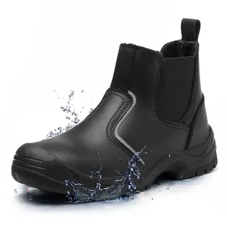 TAERGU S3 Winter Sicherheitsstiefel Herren Wasserdicht Arbeitsschuhe Stahlkappe ESD SRC CI Arbeitsstiefel Rutschfest Knöchelhoch Schutzschuhe Leder S1 Sicherheitsschuhe Safety Shoes,Schwarz,EU42 - 42 EU