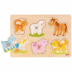 goki Steckpuzzle niedliches Hintergrundpuzzle Mutter + Kind von Goki, 6 Puzzleteile