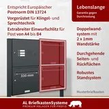 AL Briefkastensysteme - 2er Standbriefkasten 3 Klingel und Sprechgitter RAL 7016 Anthrazit Grau, Post A4, robust, wetterfest, Artikelnummer 331P2S1K3SP7016