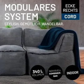 Lumaland Modulares Eckteil rechts Sitzsack grau