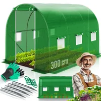 Kesser KESSER® Folien-Gewächshaus Stabil mit Fenstern mit Moskitonetz & Tür Gartentunnel mit Rahmen aus verzinktem Stahl Folientunnel 170g/m2 inkl. Erdanker Handschuhen & Seilen