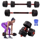 Mobiclinic® Fitness, Hantelset verstellbar, 2 in 1, ExtenFit, Gewicht von 2-20 kg, Enthält Hanteln und gepolsterte Verlängerungsstange, Rutschfeste Muttern, Robuster Stahl, Heim-Fitnessstudio