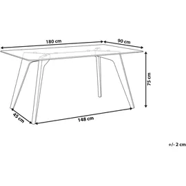 Beliani Esstisch Transparent 180 x 90 cm HUDSON