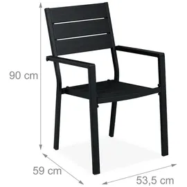 Relaxdays Gartenstuhl 90 x 53,5 x 59 cm schwarz 2 St.