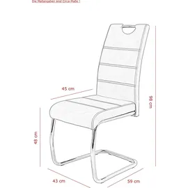 Hela Tische, 2er Set Schwingstuhl, Küchenstuhl Flora, Kunstleder Weiß, Griffmulde, Metallgestell verchromt, 42x57x98 cm) - Lederlook - BHT 42x98x57 cm