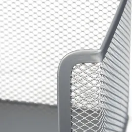 Relaxdays Schreibtisch Organizer Set Metall, Schreibtisch-Set, Ablage, Zettelbox, Stifteköcher, Mülleimer, silber