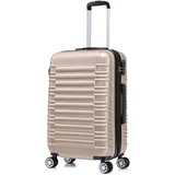 Boleedy Reisekoffer - Kapazität Erweitern Hartschalenkoffer, Handgepäck Koffer Trolleys Leicht, 4 Zwilings-Rollen, Zahlenschloss, Teleskopgriff (Champagner, M)