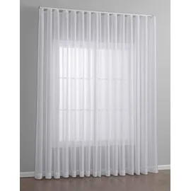 Gardinenbox Gardine Voile Batist mit Wellenband »Wien« HxB 245x600 cm Weiß 1:2 Wellenband Bleibandabschluß Knitterarm Wellenfall 2025100