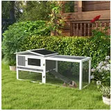 PawHut Kleintierstall 156 x 58 x 68 cm Hellgrau