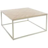 ML-Design Couchtisch 80x80x40 cm, Eiche Optik mit Fischgrätenmuster, Metallgestell Stahl Gold, Industriedesign, Sofatisch Wohnzimmer, Beistelltisch Kaffeetisch Wohnzimmertisch Tisch