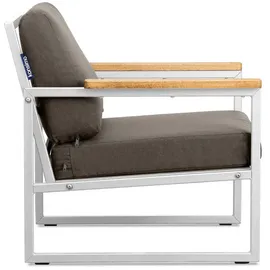 Konsimo Konsimo® Gartensessel, Weiß, Beige, Metall, Textil, Holz, 70x65x60 cm, Hergestellt in Europa, Loungemöbel, Lounge-Sessel
