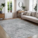 BEIMO Waschbarer Teppich Wohnzimmer, Abstrakt Design Teppich Schlafzimmer Kurzflor, Groß Teppiche rutschfest Weiche für Badezimmer Esszimmer Flur, 160X230CM, Grau