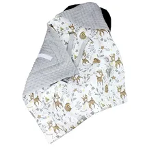 TupTam Baby Winter Einschlagdecke für Babyschale Wattiert Minky Baumwolle Universal, Farbe: tiere im Wald/Waschbären/Rehe/Grau, Größe: Einheitsgröße