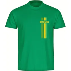 multifanshop Herren T-Shirt - Brasilien - Streifen - Druck gelb - Männer