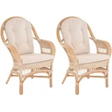 Set/2 Rattan Wintergartensessel Finco hohe Rückenlehne Armlehne (Vintage Weiss)