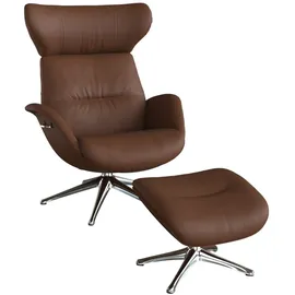 flexlux Relaxsessel FLEXLUX Leder 90 x 107 x 89 cm Braun mit Kopfteil