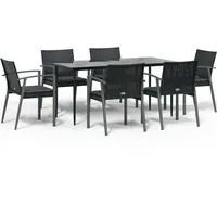 VidaXL 7-tlg. Garten-Essgruppe mit Kissen Poly Rattan und Stahl