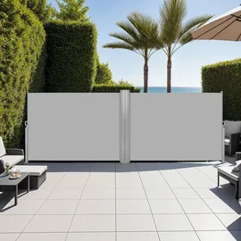 Tectake Aluminium Doppel Seitenmarkise 180 x 600 cm grau
