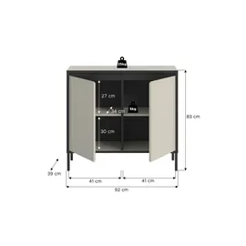 xonox Kommode Tron 92 x 83 x 38 cm Kaschmirgrau Nachbildung / Schwarz