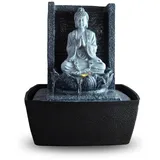 Zen'Light - Zimmerbrunnen Nirvana - Wasserfall mit Buddha & Weißer LED-Beleuchtung - Moderne Zen Deko, Ideal für Meditation & Entspannung - Feng Shui - H 26cm