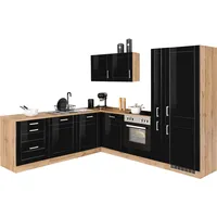 kochstation Winkelküche L-Form 240 x 270 cm schwarz