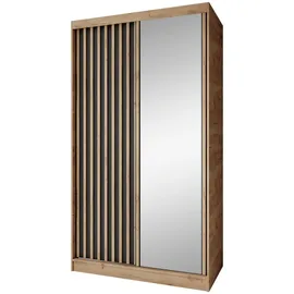 beautysofa Schwebetürenschrank Donatello 120 x 204,5 x 60 cm Eiche/Schwarz