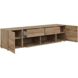 INOSIGN Lowboard "Metric,Breite 195cm, grifflose Lowboard 2Klappen/2Schubkästen/2Tür", braun (wotan eiche), B:195cm H:48,2cm T:40cm, FSC-zertifizierter Holzwerkstoff, Melamin, Metall, Sideboards, Lowboard, TV-Schrank mit viel Stauraum, TV-Board