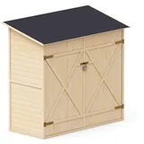 Upyard Geräteschuppen mit Regalsystem - Modernes Garten Gerätehaus aus Holz - Gartenhaus mit Satteldach, 150x70 cm, Naturholz