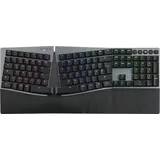 Perixx PERIBOARD-835 BR DE kabellose RGB-beleuchtete ergo mechanische Tastatur Deutsch, QWERTZ Schwarz Wiederaufladbar, Beleuchtet,