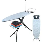 Relaxdays Bügelbrett 123 x 46 cm höhenverstellbar, klappbar, Bügelstation & Ablage, Mint/weiß