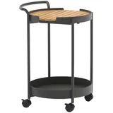 Zebra Trolley Beistelltisch 45x51,3cm Aluminium/Teak Dunkelgrau