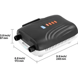 Vevor Paddleboard Pumpe (20 PSI) wiederaufladbarer Akku, zweistufige elektrische SUP-Luftpumpe mit automatischer Abschaltung & 12 V DC Autoanschuluss, Aufblasen & Entleeren