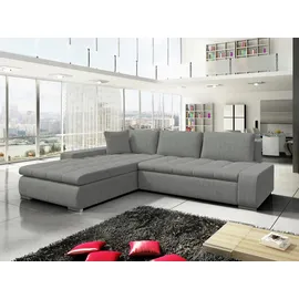 Mirjan24 Ecksofa Orkan, Elegante Polsterecke, Schlaffunktion und Bettkasten, Eckcouch vom Hersteller (Farbe: Rico 12) - Grau
