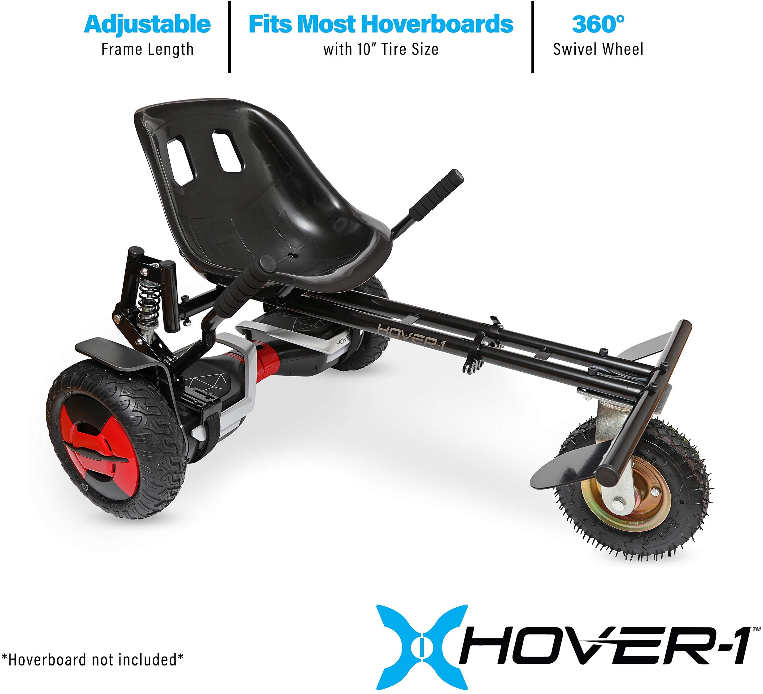 Hover-1 Beast Buggy-Befestigung | kompatibel mit allen 25,4 cm elektrischen Hoverboards, handbedienbare Hinterradsteuerung, verstellbarer Rahmen und Riemen, einfache Montage und Installation, schwarz