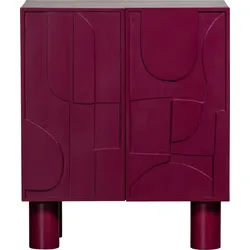 Stauraumschrank WOOOD "Notice", rot (burgunderrot), B:80cm H:95cm T:43cm, Holz teilmassiv, Schränke, aus Akazienholz, Zylinderbeinen, H 95 cm x B 80 cm