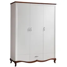 Casa Padrino Kleiderschrank Luxus Art Deco 164,2 x 209,5 x 62,5 cm Weiß/Dunkelbraun