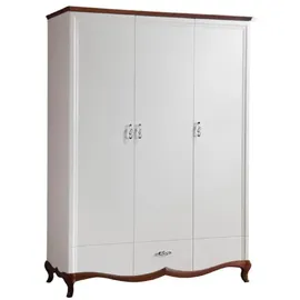Casa Padrino Kleiderschrank Luxus Art Deco 164,2 x 209,5 x 62,5 cm Weiß/Dunkelbraun