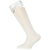 Ewers Kniestrümpfe Kniestrümpfe Traforato Schleife beige 39-42