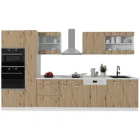 Vicco Küchenzeile Artisan Eiche/Weiß 350 cm mit Hochschrank, ohne