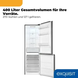 Exquisit KGC5400-130-NF-040D Kühl-Gefrierkombination (400 l, 1860 mm hoch, Inoxlook)