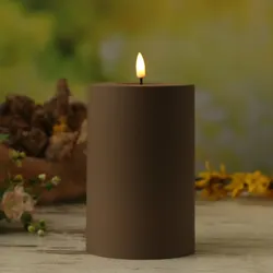 LED Stumpenkerze MIA - Kunststoff - realistische 3D Flamme - H: 15cm - D: 10cm -...